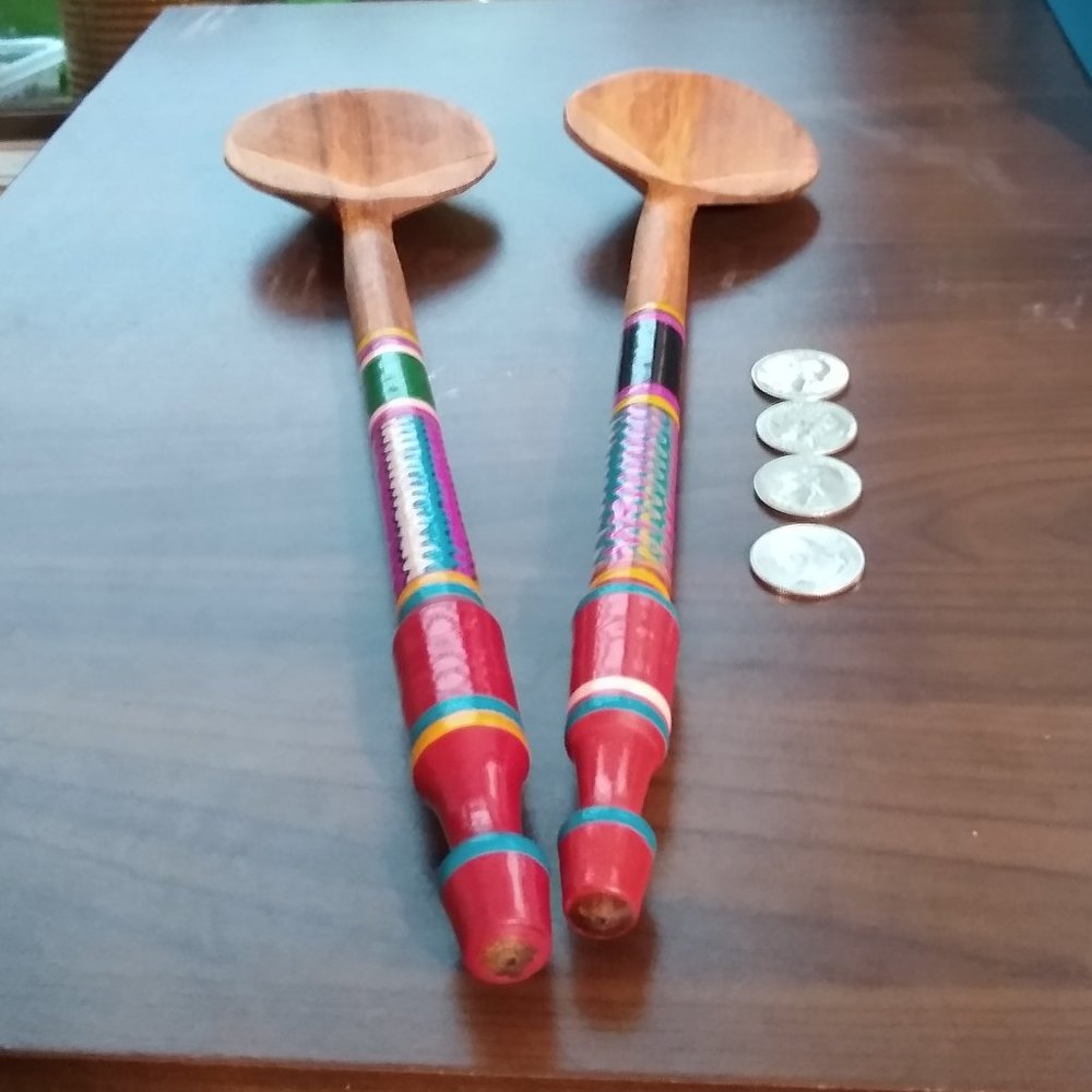 Wooden lacquered serving spoons